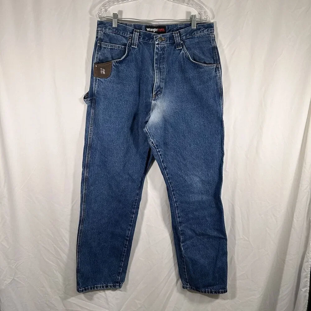 Wrangler Riggs Jeans Men's 36x34 Medium Wash Blue Denim Workwear 100% Cotton